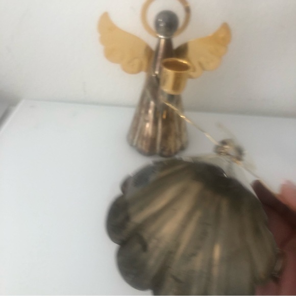 VINTAGE BRASS ANGEL CANDLEHOLDERS SILVER GOLD SET - Picture 7 of 8